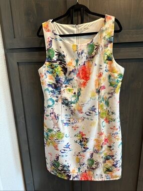 Teaberry Multicolor Watercolor Print Tank Dress XL